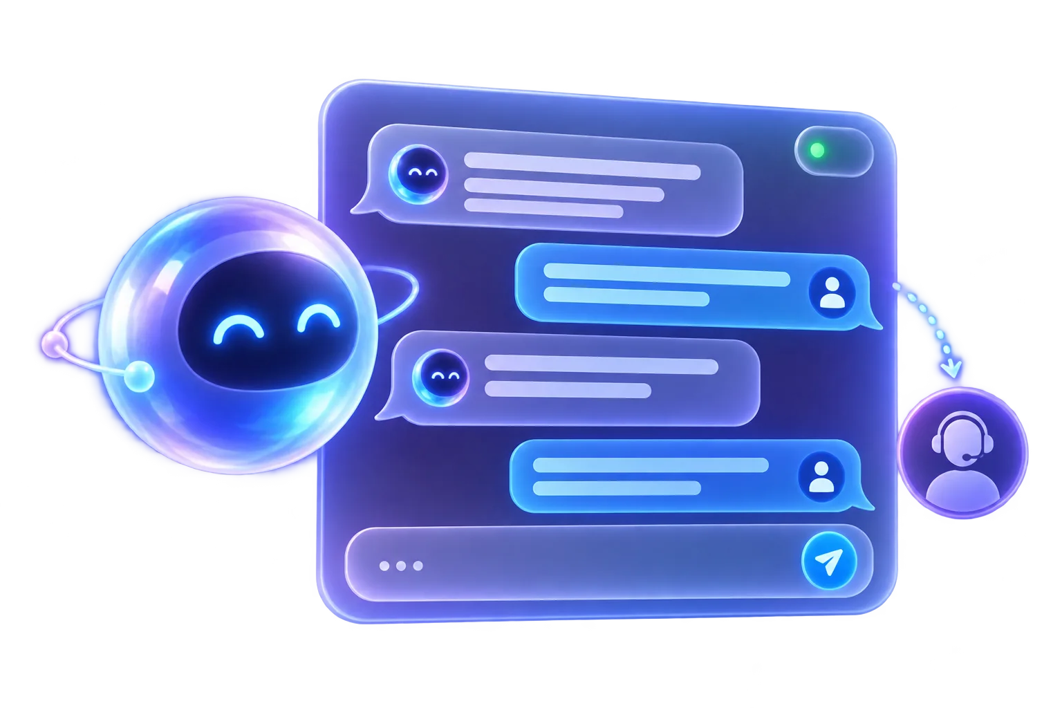 AI chatbot conversation with human handoff